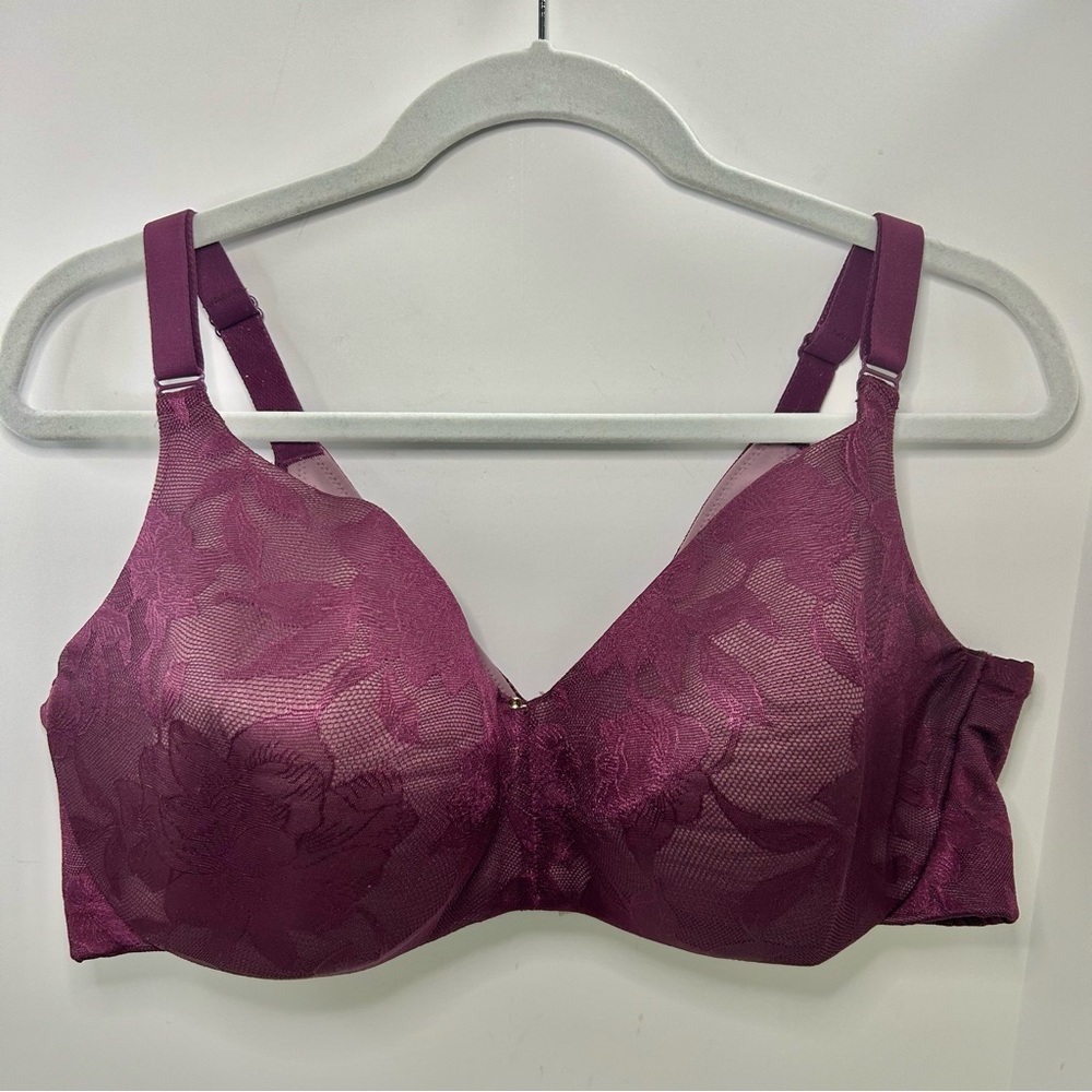 Cacique Lightly Lined Balconette Lace Burgundy Purple 42DDD